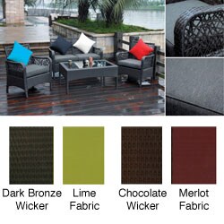 Trinidad 4-piece Resin Wicker and Aluminum Settee Set