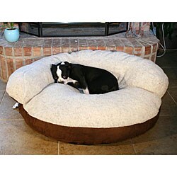 Chocolate Microsuede 42-inch Sherpa Top Pet Bed