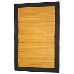 Asian Hand-woven Thin Natural Stripe Bamboo Rug (1'8 x 2'7)