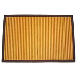 Asian Hand-woven Dark/ Light Stripe Bamboo Rug (2' x 3')