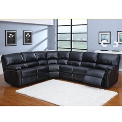 Autumn 3-piece Black Leather Sectional Sofa
