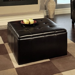 Abbyson Living Broadway Bonded Leather Storage Cocktail Ottoman