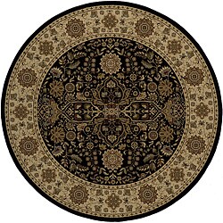 Power-loomed Kerman Black Round Rug (7'10 x 7'10)