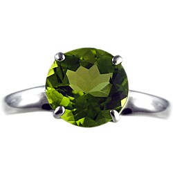 10k White Gold Round Peridot Solitaire Ring
