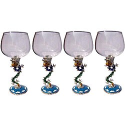 Cristiani Crystal Jeweled Dragon Wine Glasses
