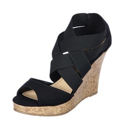 CL by Laundry 'Indulge' Black Cork-bottom Wedge Sandal