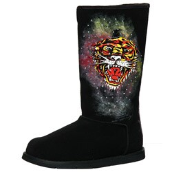 Ed Hardy Women's 'Bootstrap' Black Pull-on Boots FINAL SALE