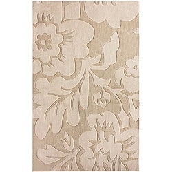 Handmade Alexa Pino Floral Beige Rug (7'6 x 9'6)