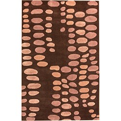 Handmade Alexa Modern Brown/ Pink Wool Rug (5' x 8')