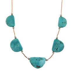 Sterling Silver and Copper Graduated Turquoise Necklace
