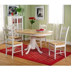 White Wood and Rush 5-piece Ladderback Dining Set