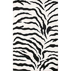 Handmade Alexa Animal Pattern Black/ Ivory Zebra Wool Rugs (6' x 9') (Set of 2)
