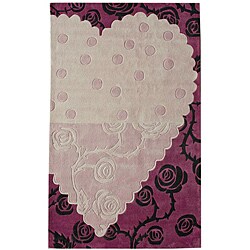Handmade Alexa Pino Heart and Roses Floral Rug (5' x 8') (Set of 2)