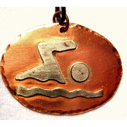 My Three Metals Copper Silhouette of a Swimmer Necklace