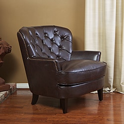 Christopher Knight Home Tafton Tufted Brown Leather Club Chair
