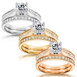14k White Gold 1 1/3ct TDW Diamond Bridal Ring Set (H-I, I1-I2)