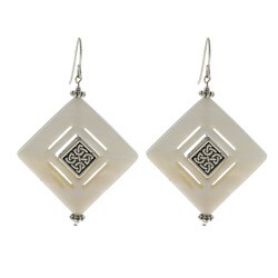 MS DJ Casanova Pewter and Silver Mother of Pearl Aztec Diamond Earrings