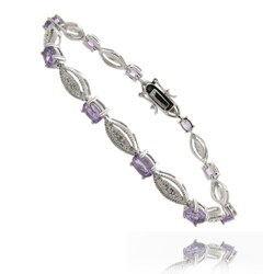 Gem Jolie Silverplated Amethyst and Diamond Accent Bracelet