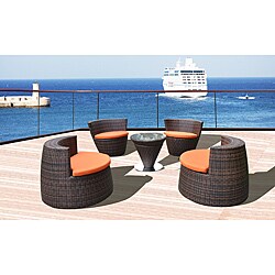 Key West All-weather 5-piece Espresso Resin Wicker Patio Set