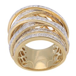 Beverly Hills Charm 10k Yellow Gold 1 1/2ct TDW Diamond Wide Crossover Ring