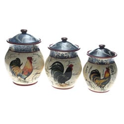 Certified International Lille Rooster 3-piece Cannister Set
