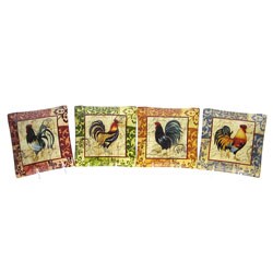 Certified International Lille Rooster Assorted 6-in Canape Plates (Set of 4) 