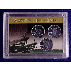 Wartime Steel Cents in Commemorative Holder