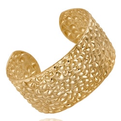Mondevio 18k Gold over Stainless Steel Textured Cuff Bracelet