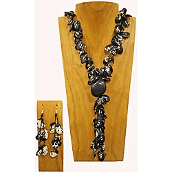 Cotton Black and White Beans and Tagua Bead Jewelry Set (Colombia)