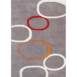 Hand-tufted Horizon Metro Circles Grey Wool Rug (8' x 10')