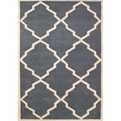 Alliyah Handmade Bluish-Grey New Zealand Blend Wool Rug (4' x 6')