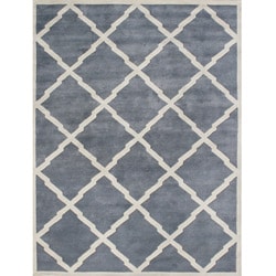 Alliyah Handmade Bluish-Grey New Zeeland Blend Wool Rug (9' x 12')