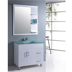 Tempered Glass 35.5-inch Single Sink Bathroom Vanity
