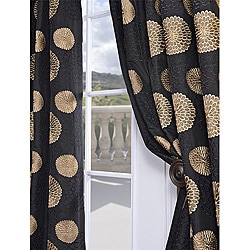 Zen Garden Black Embroidered Faux Silk 120-inch Curtain Panel