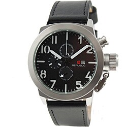 Republic Men's Leather Strap Chronograph Watch