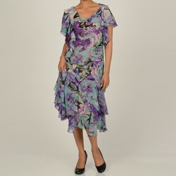 Robbie Bee Women's 2-Piece Watercolor Floral Skirt Set