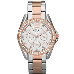Fossil Women's 'Riley' Rose and Silvertone Stainless Steel Watch