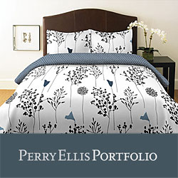 Perry Ellis Asian Lilly White King-size 3-piece Comforter Set