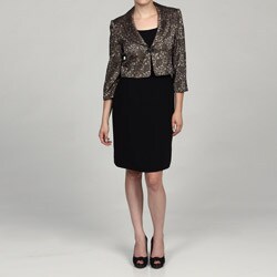 Jessica Howard Women's Petite Black/Champagne 2-Piece Dress