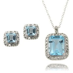 Gem Jolie Silver Blue Topaz and Diamond Accent Jewelry Set