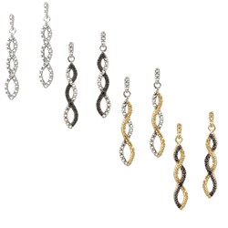 DB Designs Sterling Silver Black Diamond Accent Infinity Dangle Earrings