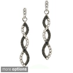 DB Designs Sterling Silver Black Diamond Accent Infinity Dangle Earrings