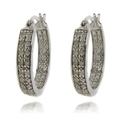 Sterling Silver 1/2ct TDW Diamond Hoop Earrings