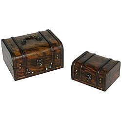  Travel Jewelry & Keepsake Box with Round Corner Chest (Set of 2)
