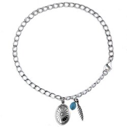 Southwest Moon Sterling Silver Concho Feather Anklet