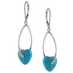 Silvermoon Sterling Silver Turquoise Heart Bead Earrings