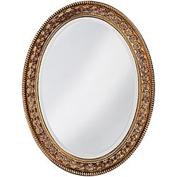 Burma Antique Copper Resin Floral Oval Mirror
