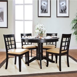 Wilma 5-piece Round Black Dining Set with Window Back Chairs