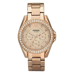 Fossil Women's 'Riley 'Multifunction Rose-goldtone Glitz Watch