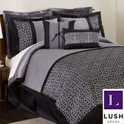 Lush Decor Black/ Silver Geometrica Gala 8-piece Comforter Set